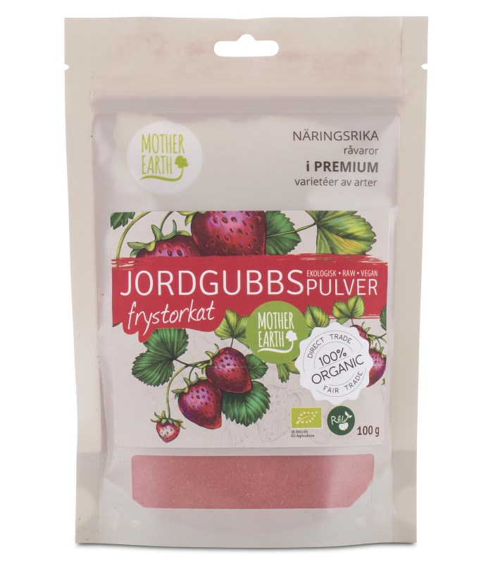 Mother Earth Frystorkad Jordgubbspulver Raw & Eko