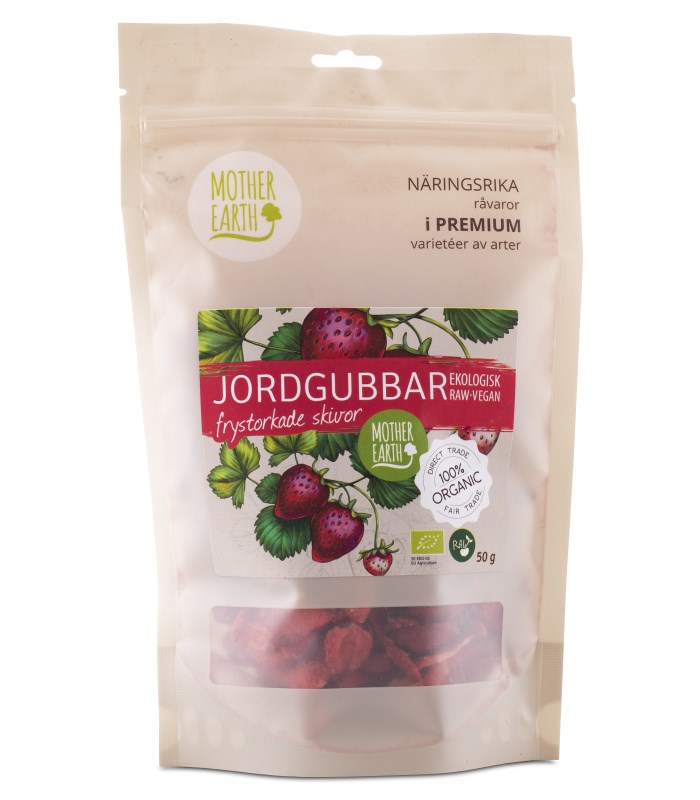 Mother Earth Frystorkade Jordgubbar Skivor Raw & Eko